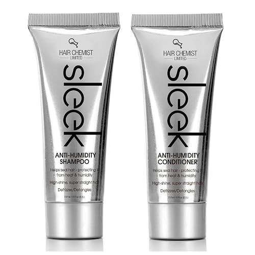 Hair Chemist SLEEK Anti Humidity Shampoo & Conditioner 8 oz. (2-PC SET) - Frizzy Hair Shampoo and Conditioner for Silky Hair & Super Straight Hair