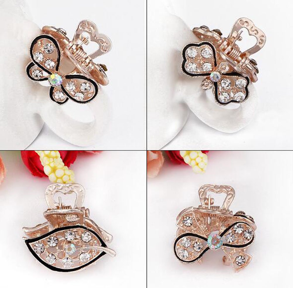 Suoirblss 6PCS Rhinestone and Crystal Metal Jaw Claw Hair Clip Small Butterfly Design Barrettes for Girls Women Lady