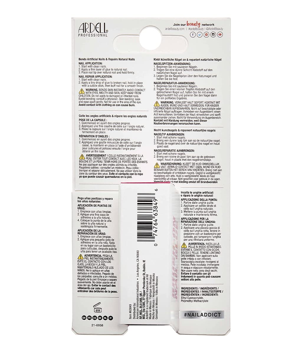 Ardell Professional Nail Addict, Brush-On Nail Glue - Quick-Dry, Long-Lasting Adhesive for Acrylic & Press On Nails, Nail Art, and Repairs | Easy Beauty & Personal Care Ardell