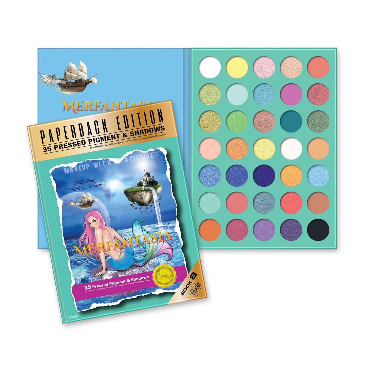 Rude Cosmetics Merfantasia Eyeshadow Palette - Paperback Edition Eye Shadow Women 0.74 oz