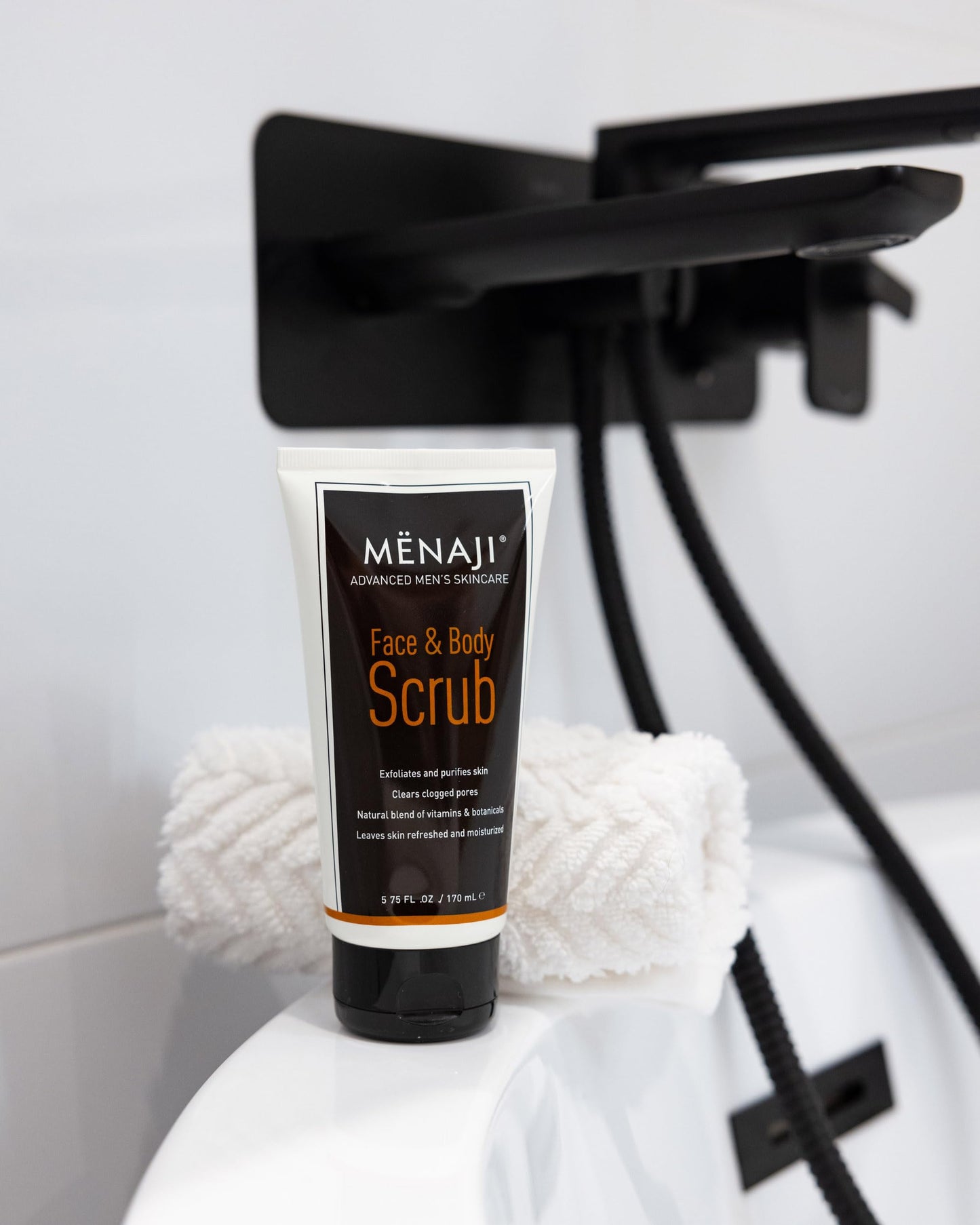 MËNAJI Face & Body Scrub - Exfoliating Mens Face Wash and Body Scrub - Deep Clean for Sensitive Skin - All Natural Skin Care - 5.75 Fl Oz