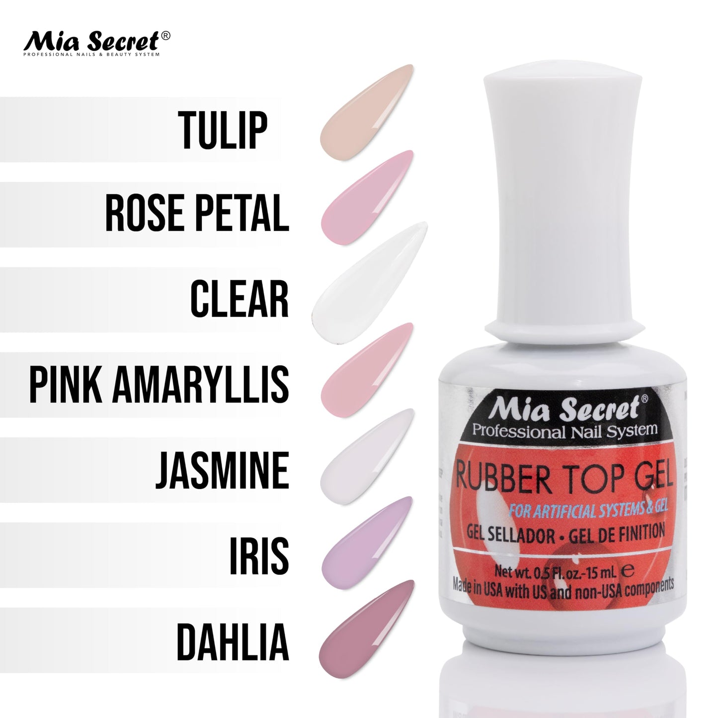 Mia Secret Rubber Base & Top Gel UV-LED topcoat for shiny nail finish Beauty & Personal Care Mia Secret