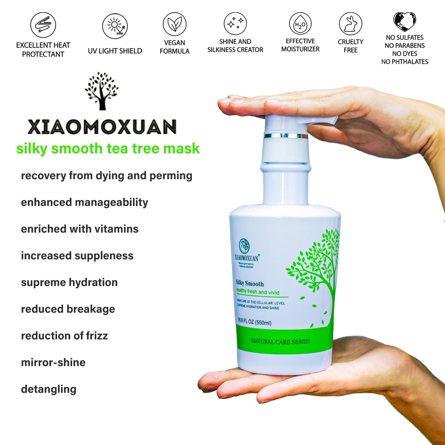 Xiaomoxuan Natural Tea Tree Collagen Shampoo and Vegan Hair Mask Hydrating Set - Deep Conditioner for Dry Damaged Hair, Color-Treated and Bleached