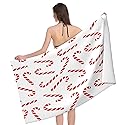 JOOCAR Christmas Candy Cane Beach Towel Microfiber Soft Absorbent Oversized Bath Towel Thin Quick Dry Large Swim Pool Blanket 32x52 Inch for Sports…