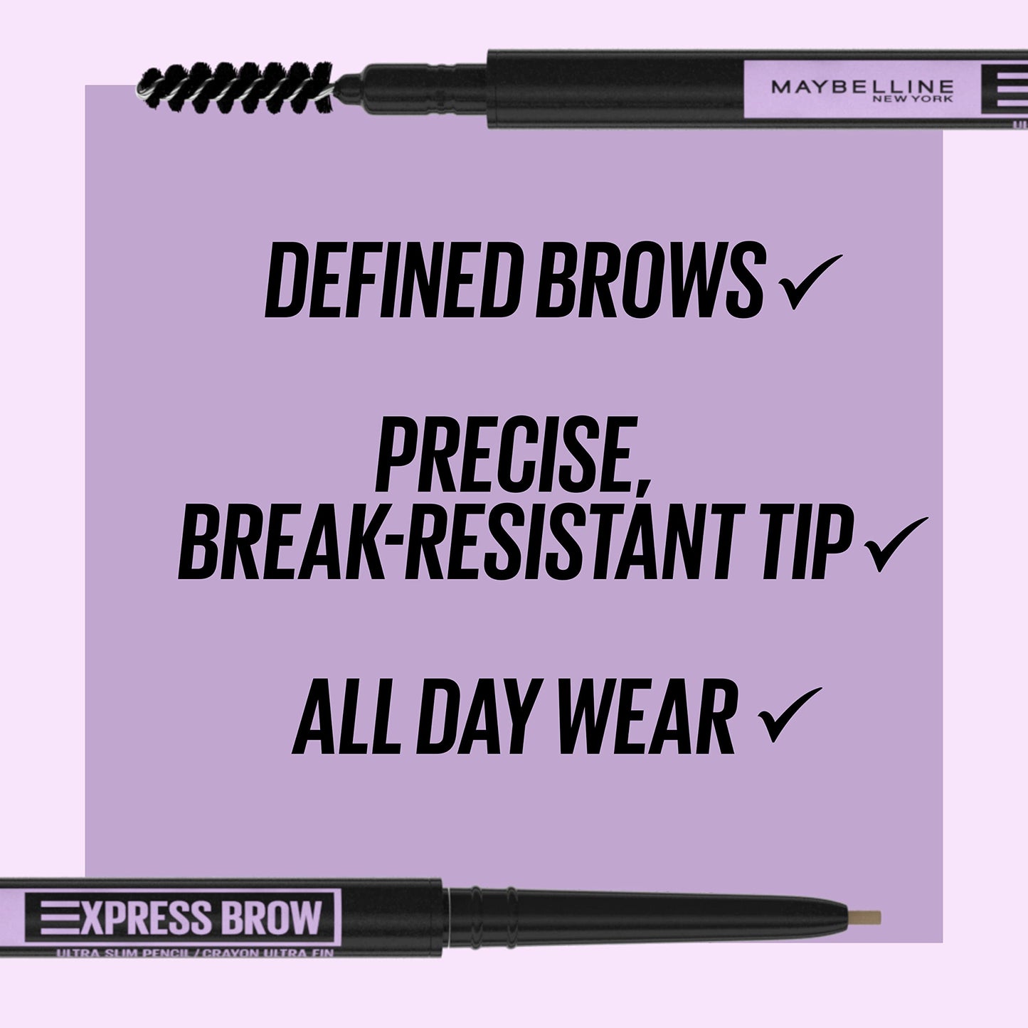 Maybelline Brow Ultra Slim Defining Eyebrow Makeup Mechanical Pencil With 1.55 MM Tip And Blending Spoolie For Precisely Defined Eyebrows, Light