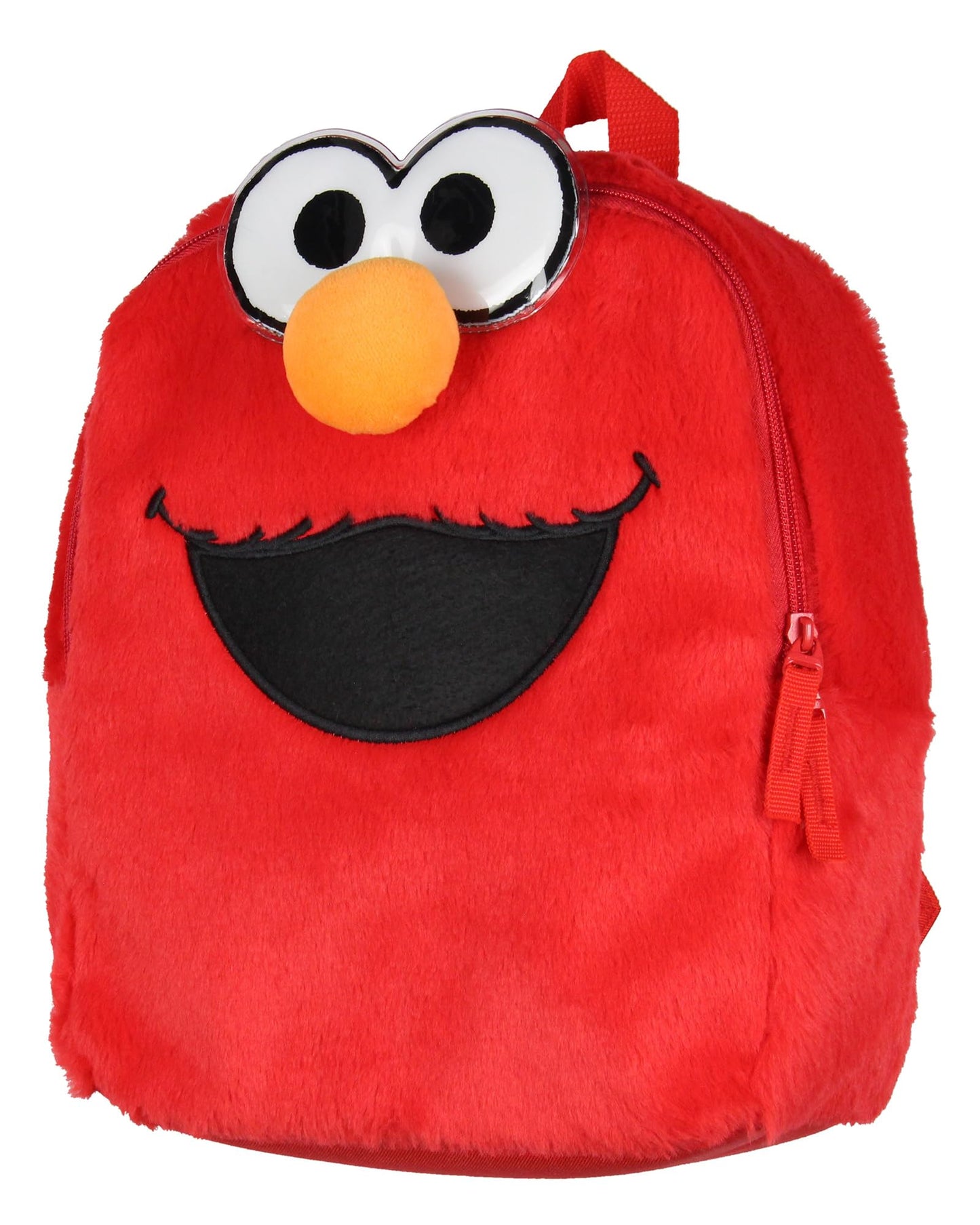 INTIMO Sesame Street Plush Furry Elmo Smile Face 12 Inch Backpack For Daily Use