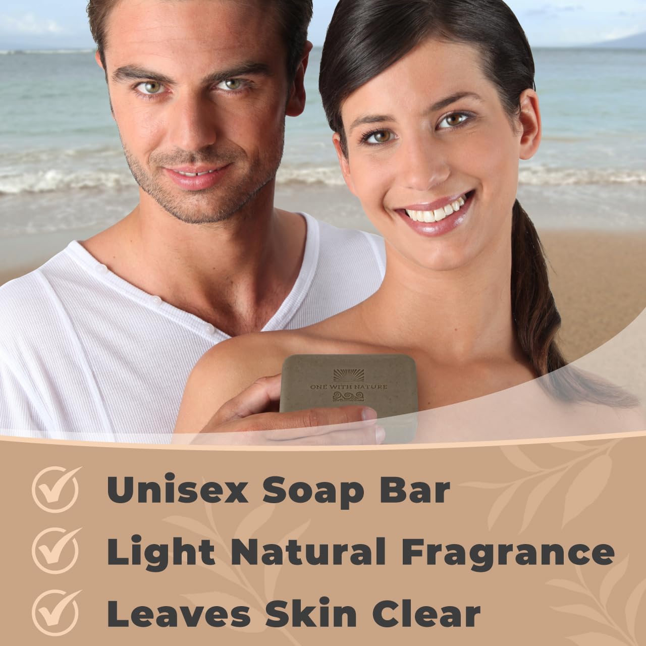One With Nature Dead Sea Mud Soap 4oz 3-Pack - Purifying and Exfoliating Soap Bar with Dead Sea Salt Minerals for Face & Body, for Men & Women