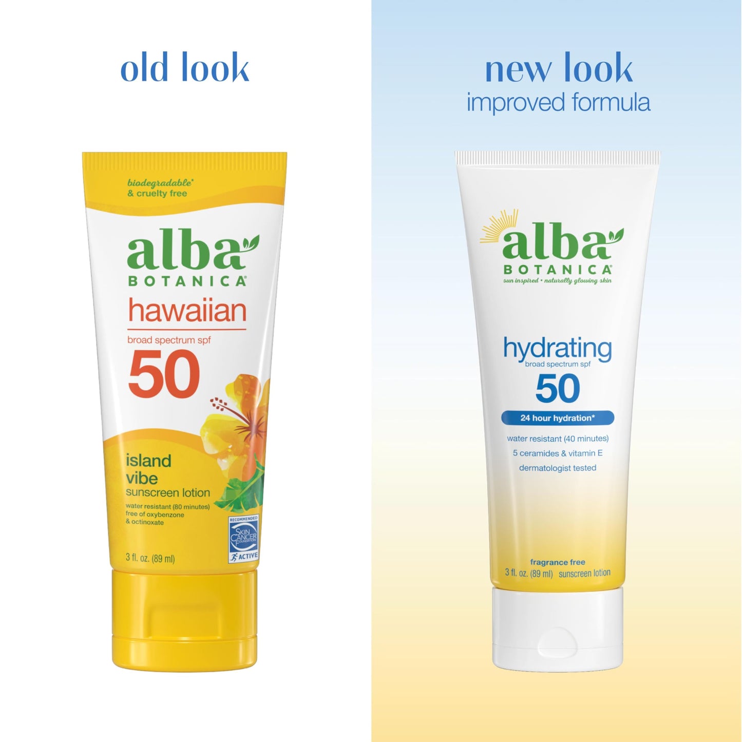 Alba Botanica Hydrating Sunscreen Lotion, SPF 50 Broad Spectrum Protection, 24 Hour Hydration, Water Resistant (40 minutes), Fragrance Free