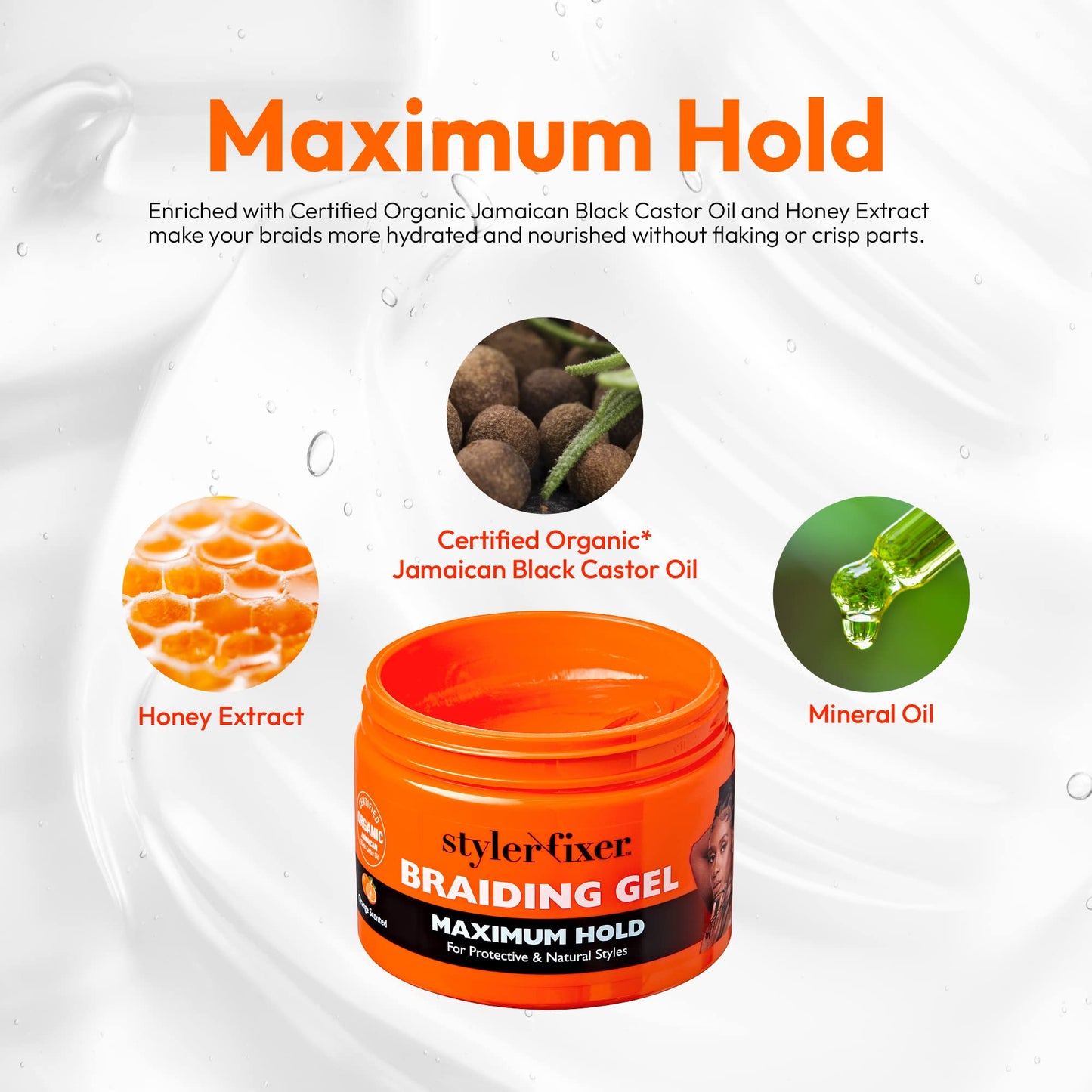 Red by Kiss Hold Braiding Gel for Box Braids, Cornrows- Hydrating, Conditioning, Adds High Shine, Enriched with Certified Organic Jamaican Black