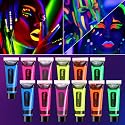 WYBLZPXZ 12 Pcs Glow in Dark Face Body Paint,Black Light Glow Makeup Set Neon Fluorescent,Glow Blacklight Body Face Paint Set Face Painting for Music