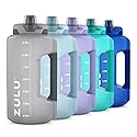 ZULU Goals 64oz Half Gallon Plastic Water Bottle with Straw and Time Marker | Large Reusable Jug with Handle and Leak Proof Lid for All Day