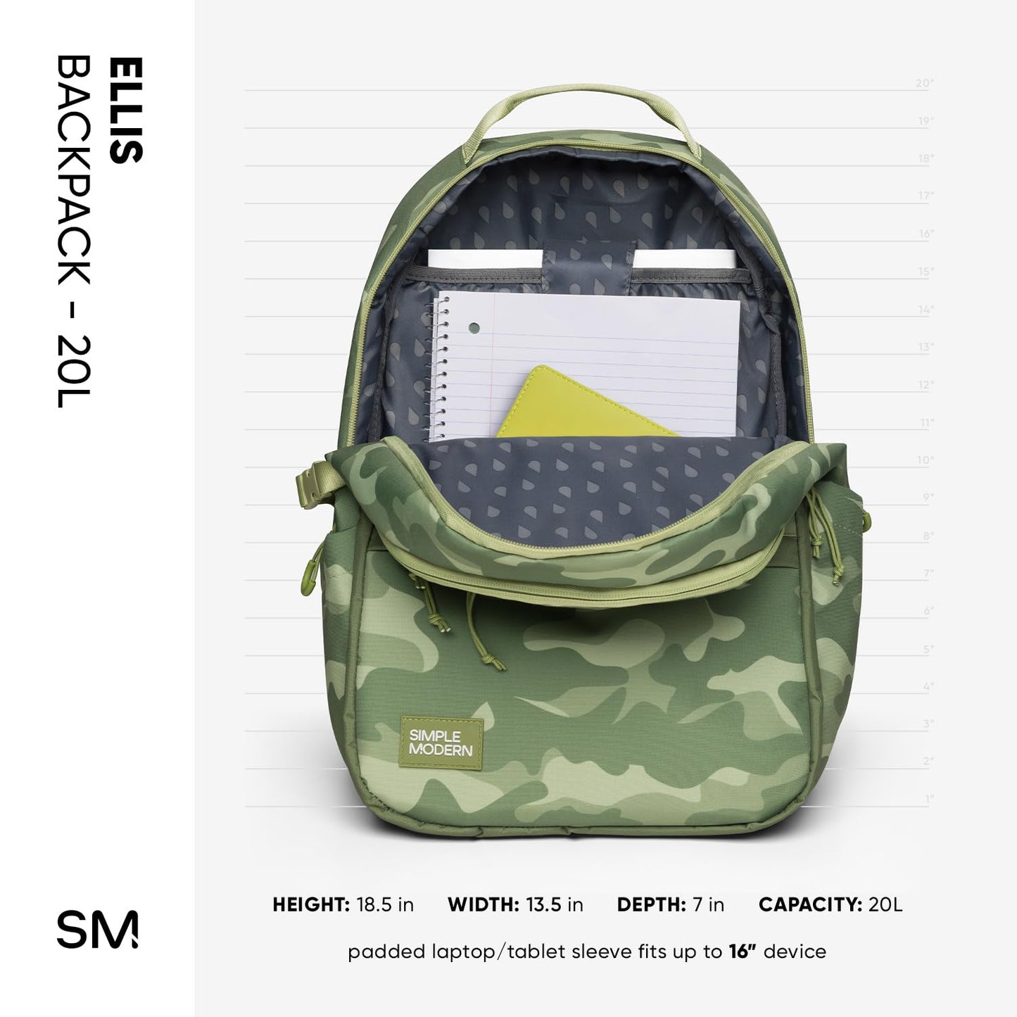 Simple Modern Ellis Backpack for School | Medium 20L Elementary Middle and High School Bookbag for Kids and Teens | Girls and Boys | Black and White Checkmate