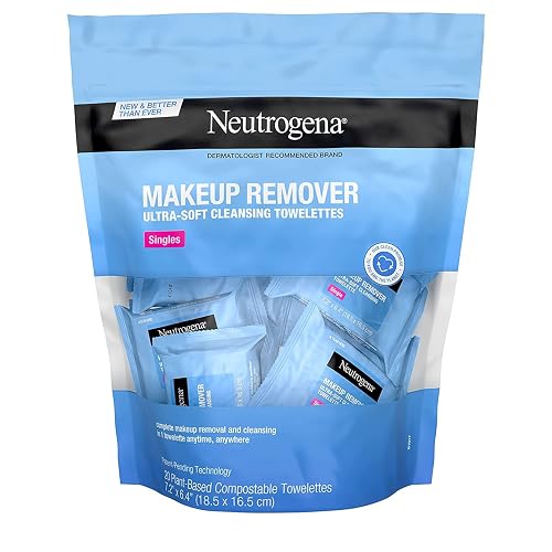 Neutrogena Makeup Remover Cleansing Towelette Singles, Daily Face Wipes to Remove Dirt, Oil, Makeup & Waterproof Mascara, Individually Wrapped, 20 ct