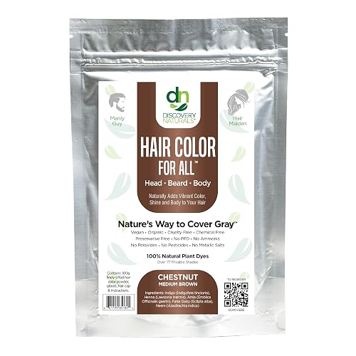 Chestnut Medium Brown Henna Hair Color For All Kit | 100% All Natural Hair Dye & Beard Dye Powder Kit Organic, Herbal & Vegan Chemical & Cruelty Free