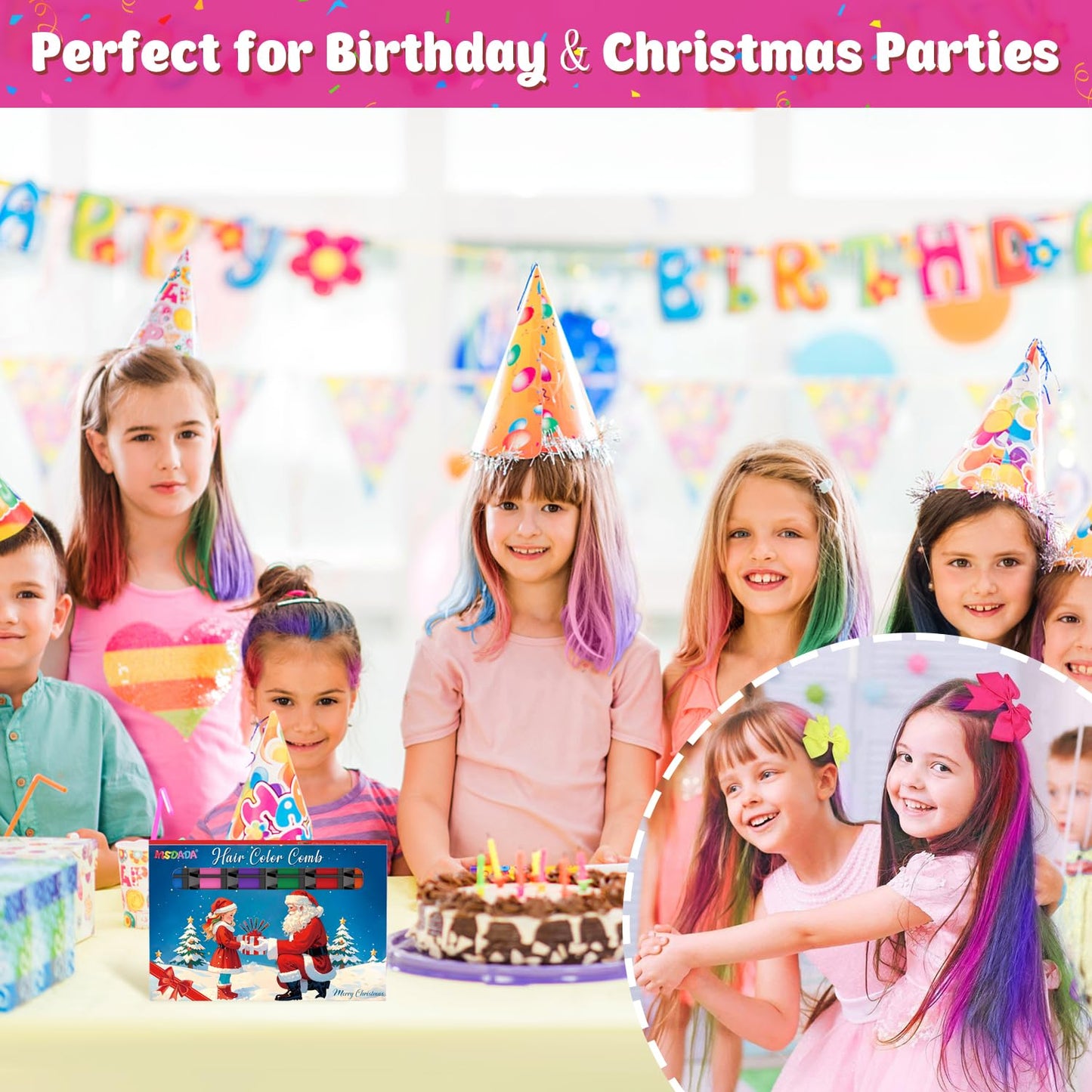 New Hair Chalk Comb Temporary Hair Color Dye for Girls Kids, Washable Hair Chalk for Girls Age 4 5 6 7 8 9 10-12 Birthday Christmas New Year Cosplay