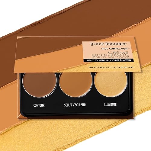 Black Radiance True Complexion Crème Contour Palette, Defines, Sculpts, Highlights - Light to Medium