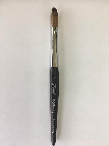 Six Angles - Black Handle Petal Kolinsky Acrylic Nail Brush (CRIMPED) - (Size #10) Beauty & Personal Care Kolinsky