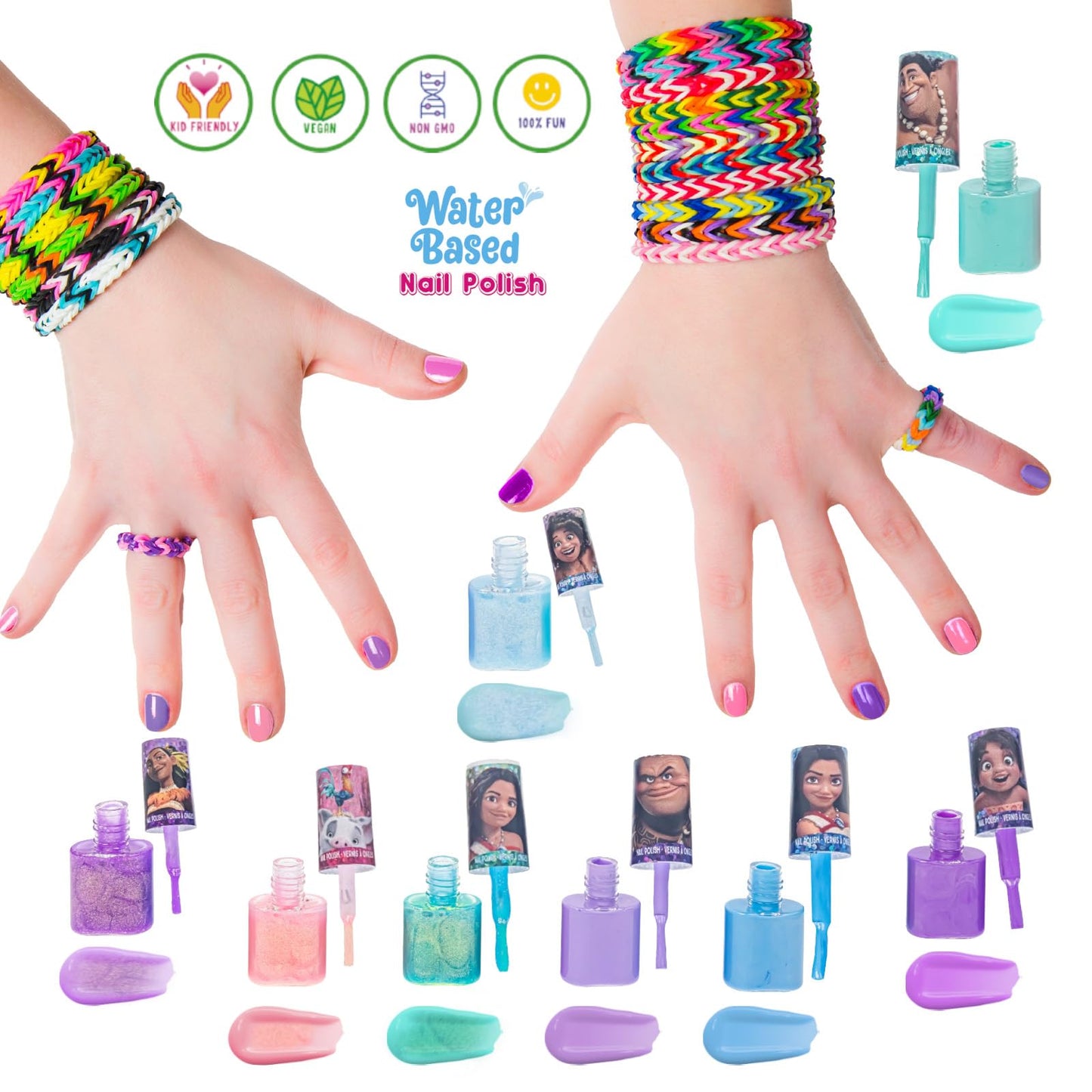 Townley Girl Moana 2 Non-Toxic Water-Based Peel Off Nail Polish Set with Glittery Shimmery and Opaque Colors for Girls Kids Ages 3+ Perfect Beauty & Personal Care Townley Girl