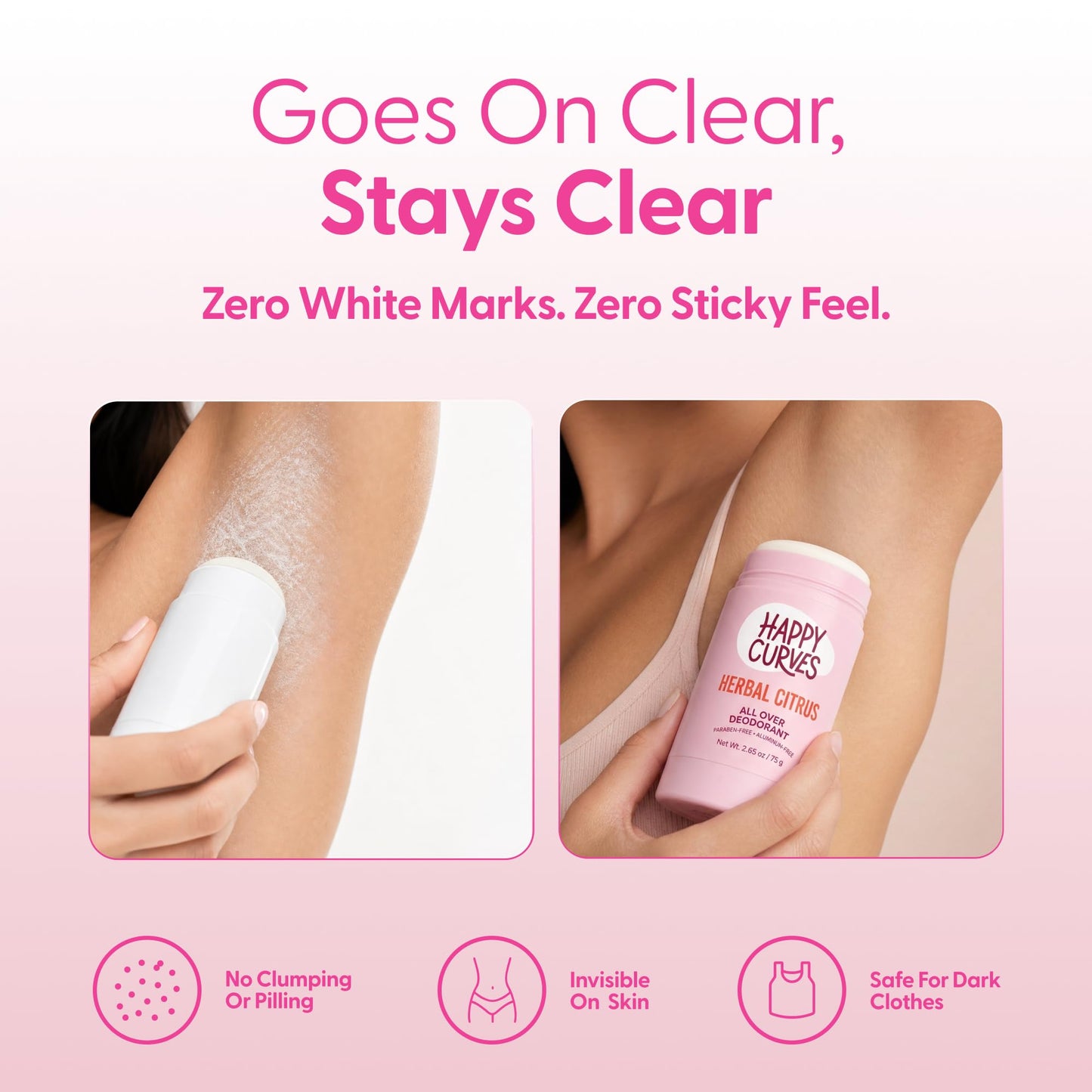 HAPPY CURVES All Over Whole Body Deodorant for Women - Aluminum-Free - Invisible All Day Layer of Full Body Protection for Long Lasting Odor Control Beauty and Personal Care HAPPY CURVES