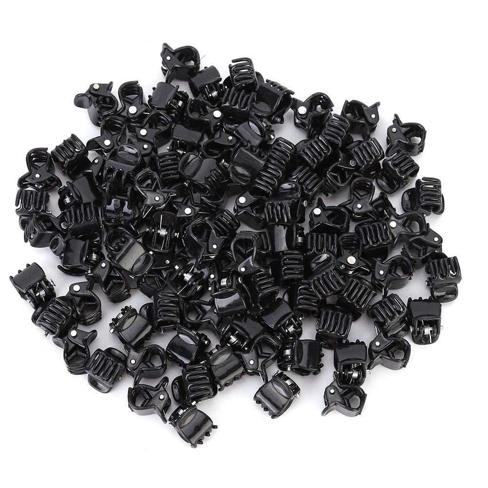 100PCS Mini Hair Clips, Black Plastic Stylish Jaw Clips Non Slip Hair Clip Clamps Small Hair Crown Claws Pins Clamps for Girls and Women