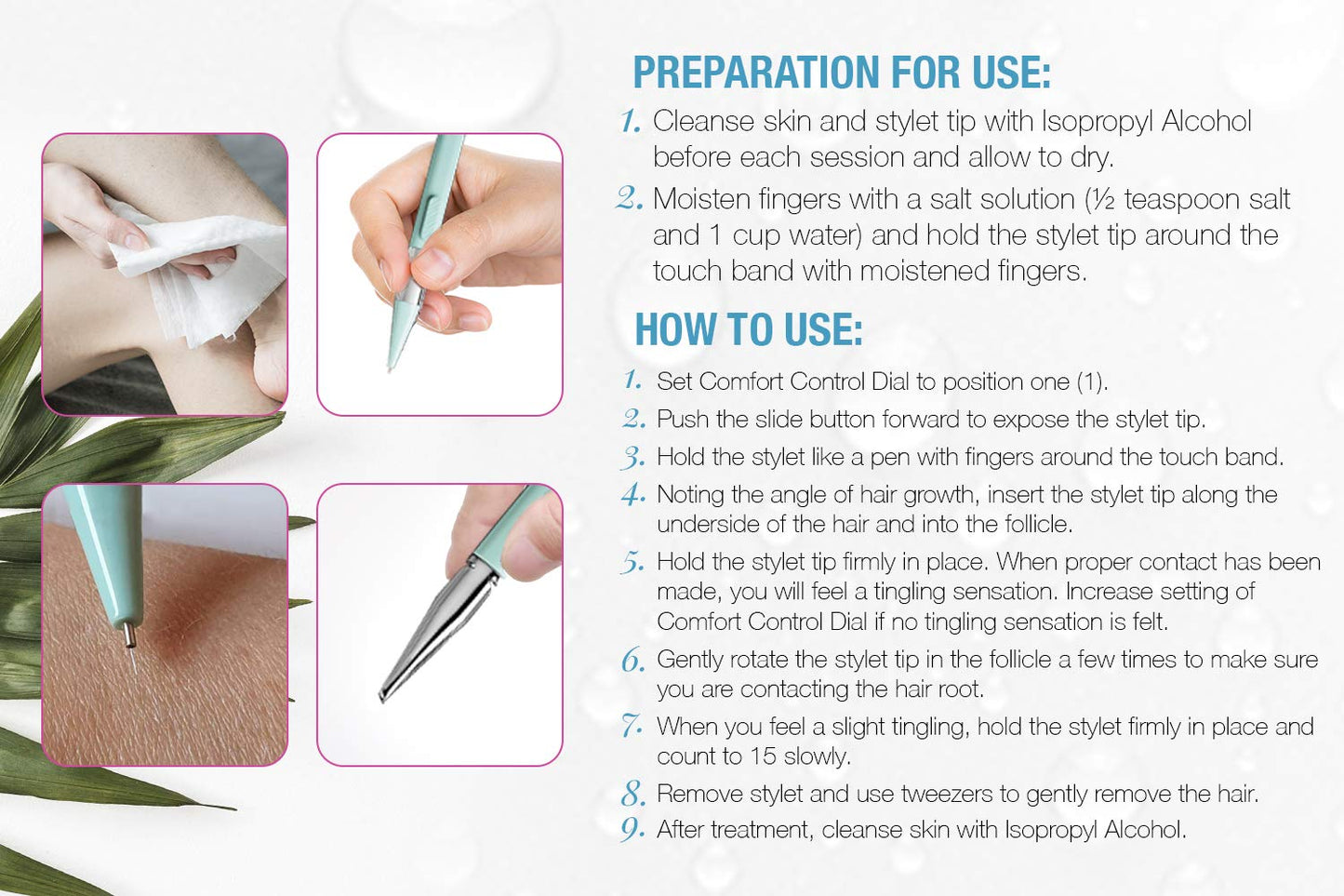 Clean + Easy Electrolysis Machine – Painless Permanent Hair Removal Device for Face & Body, Non-Laser At-Home Solution