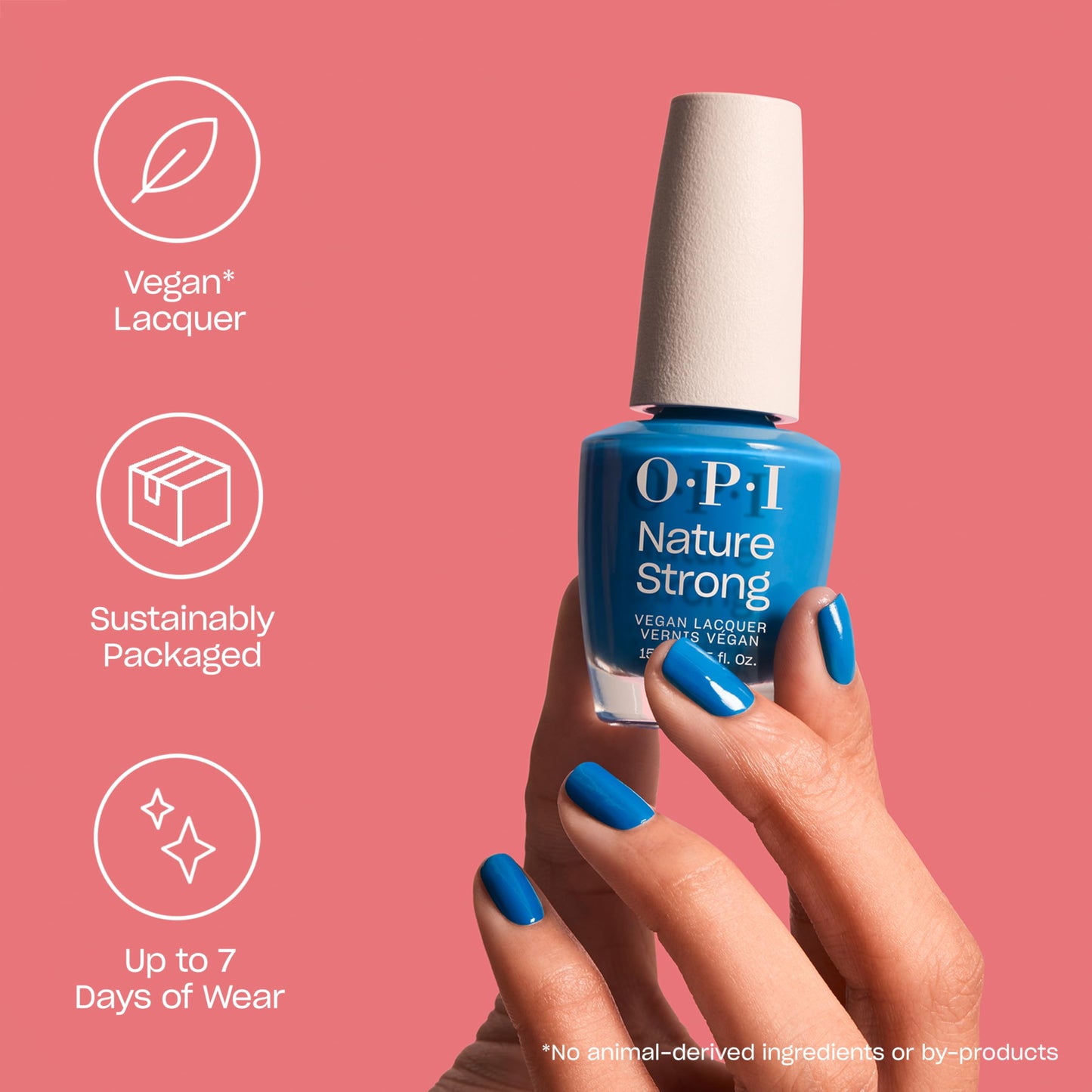 OPI Nature Strong Emflowered | Opaque Bright Pink Crème Natural Origin Nail Polish | Plant Based, Vegan, Cruelty Free Beauty and Personal Care OPI
