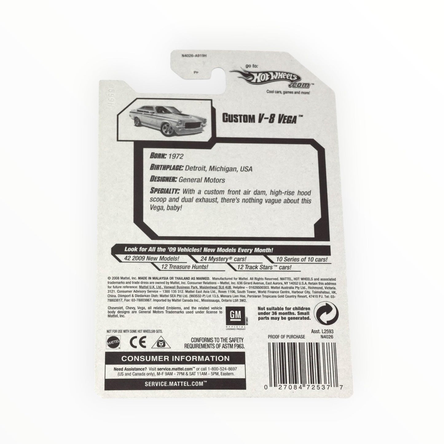 Hot Wheels 2009 New Models Custom V-8 Vega 1:64 Scale