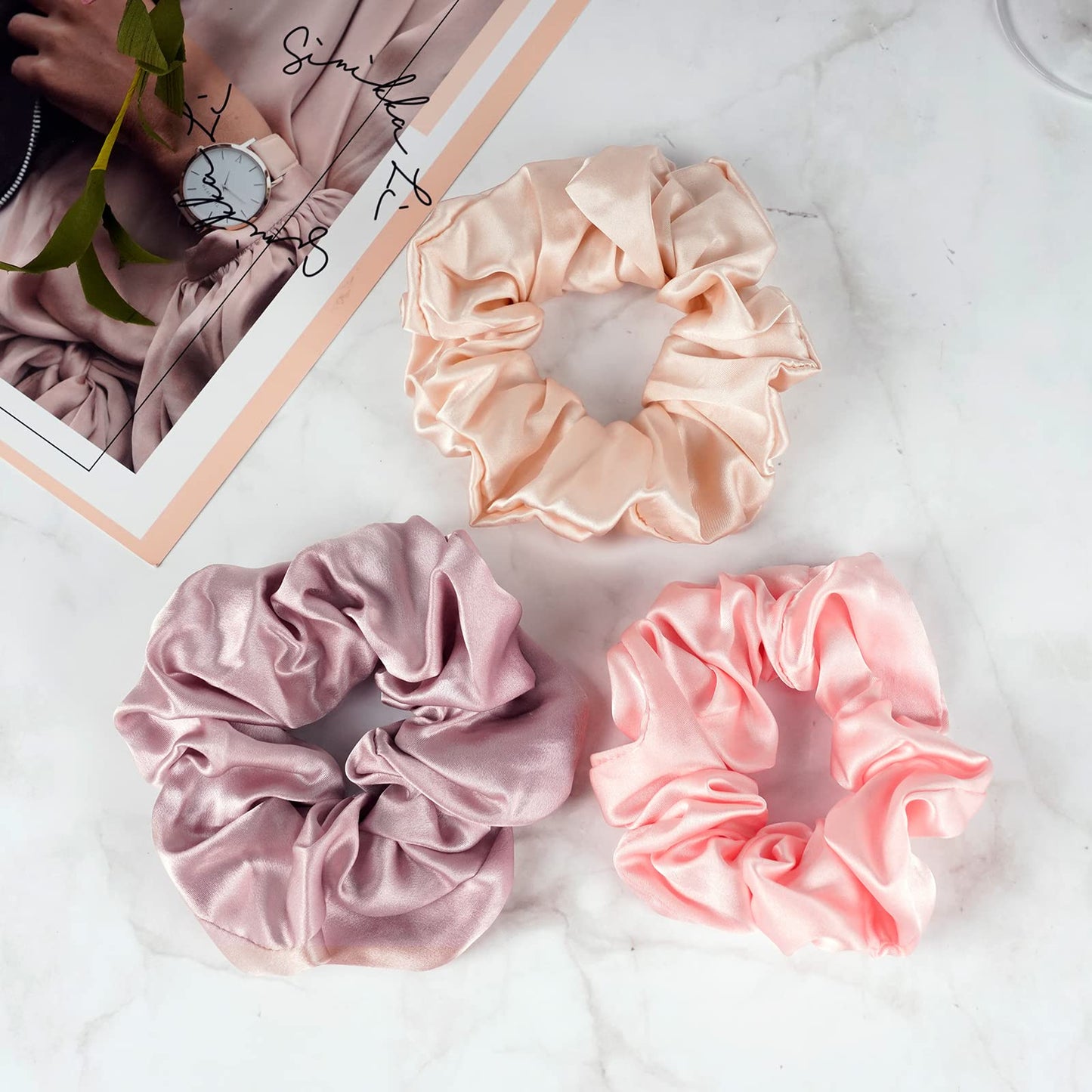 OLESILK 100% Mulberry Silk-Scrunchies for Hair Sleep, Women Grils Silk Hair Ties for Frizz & Breakage Curly Hair, No Damage, Elastics Ponytail Holder Beauty and Personal Care OLESILK
