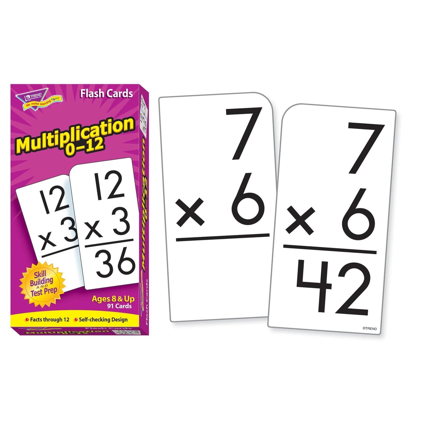TREND Multiplication Flash Cards 0–12 | 91 Self-Checking Cards for Math Skill Building & Test Prep | Fun Learning Tool for Kids Ages 8+