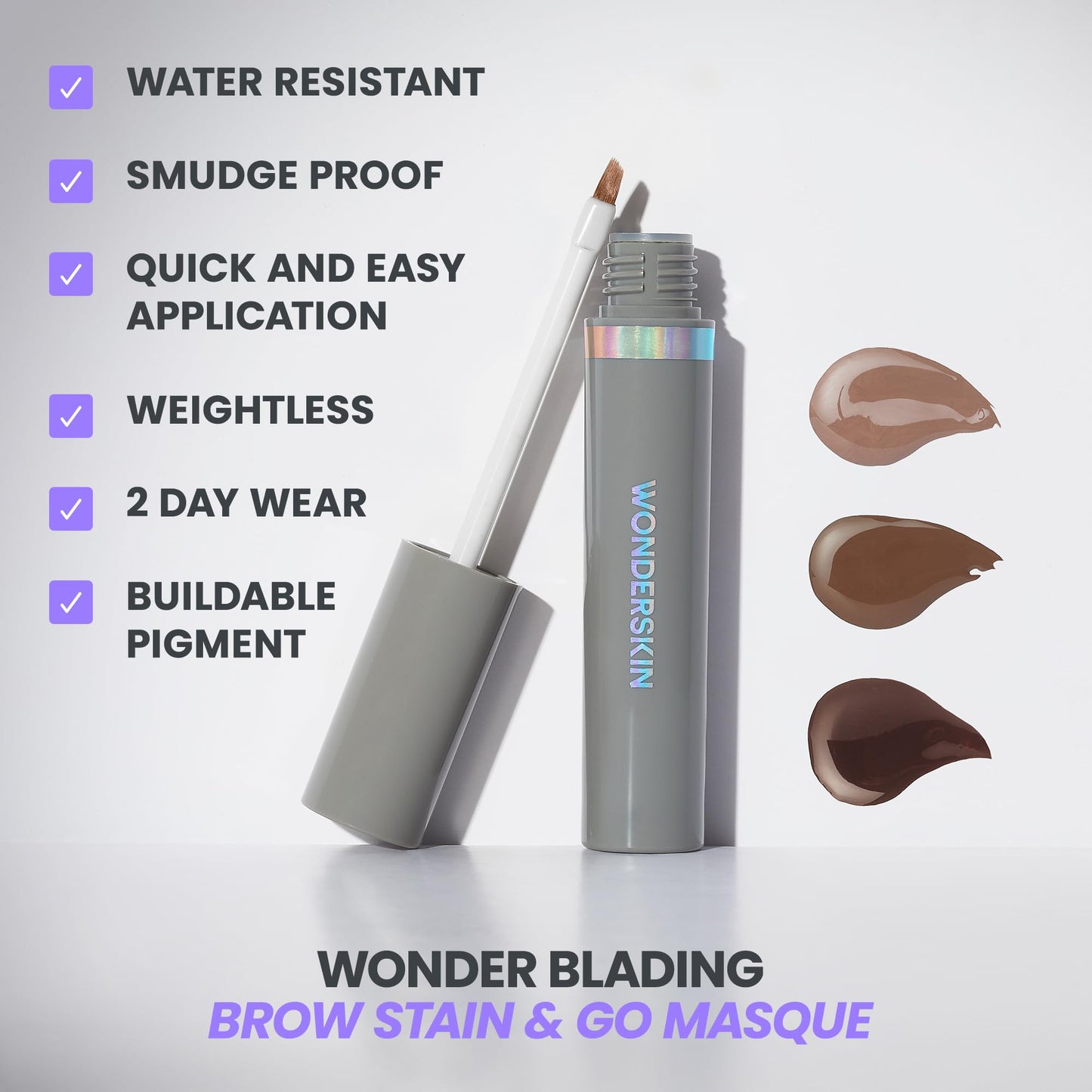Wonderskin Wonder Blading Brow Stain & Go Masque - Long Lasting Eye Brow Tint, Transfer Proof and Smudge Proof Eyebrow Tint Stain (Brunette) Beauty and Personal Care Wonderskin
