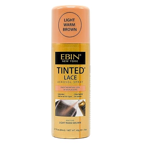 EBIN NEW YORK Tinted Lace Spray Light Warm Brown | Water Resistant & High Pigment Lace Tint for Wig | Even Spray, No Residue & Natural Finish | 2.7 Fl