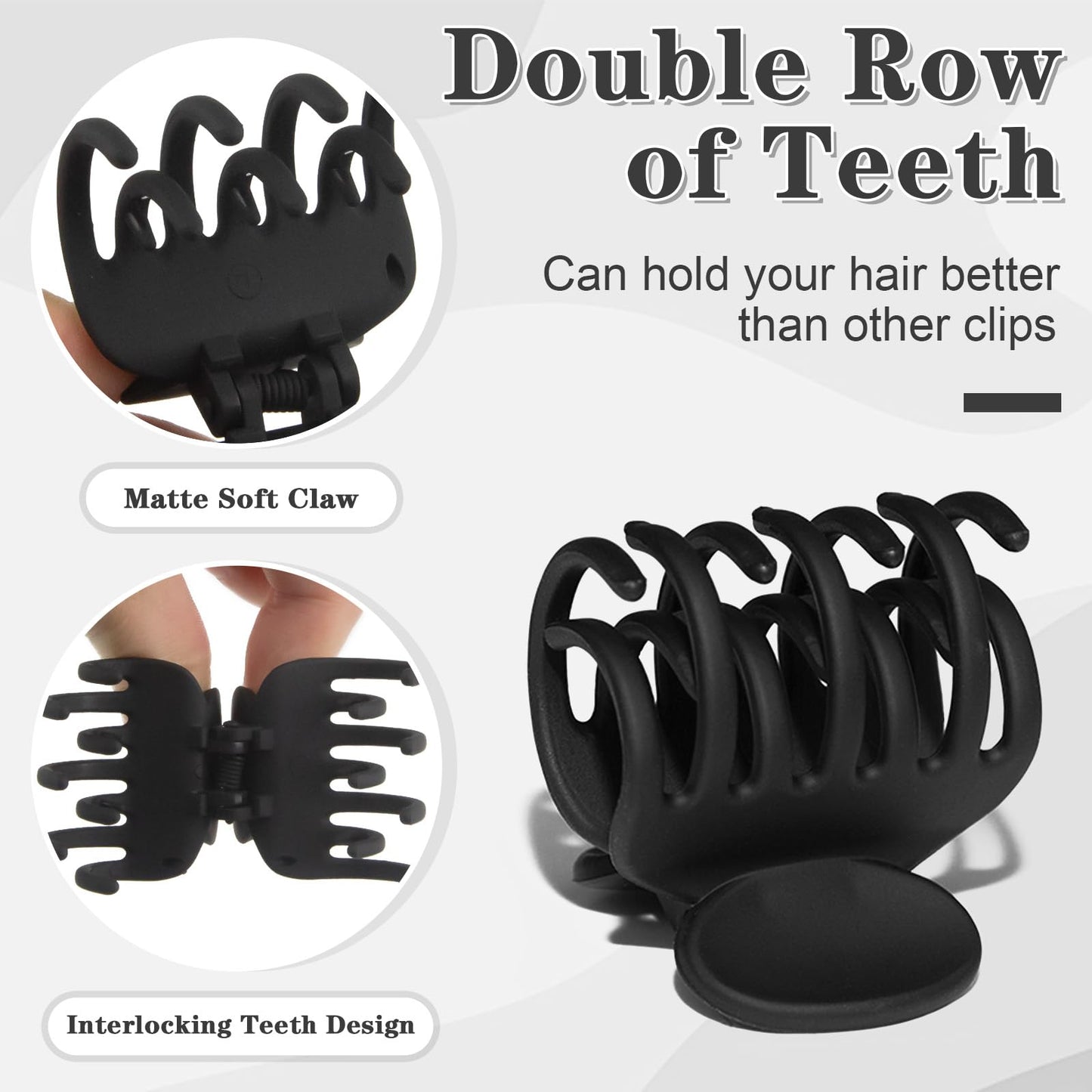 1.6" Matte Jaw Clamps for Women's Strong Hold and Hair Styling - Double Row Teeth Claw Clips for Thin, Fine and Thick Hair (8PCS) Beauty and Personal Care Viabty