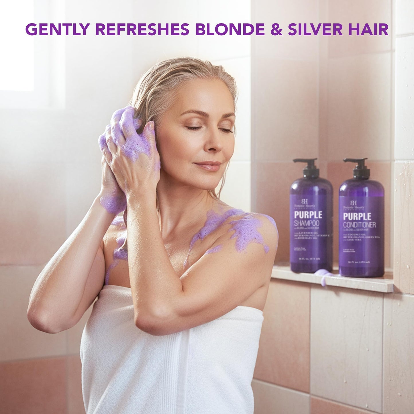 Botanic Hearth Purple Shampoo And Conditioner Set | For All Shades Of Blonde, Silver And Gray Hair | Enhances Highlights | Sulfate Free, Paraben Free Beauty and Personal Care Botanic Hearth