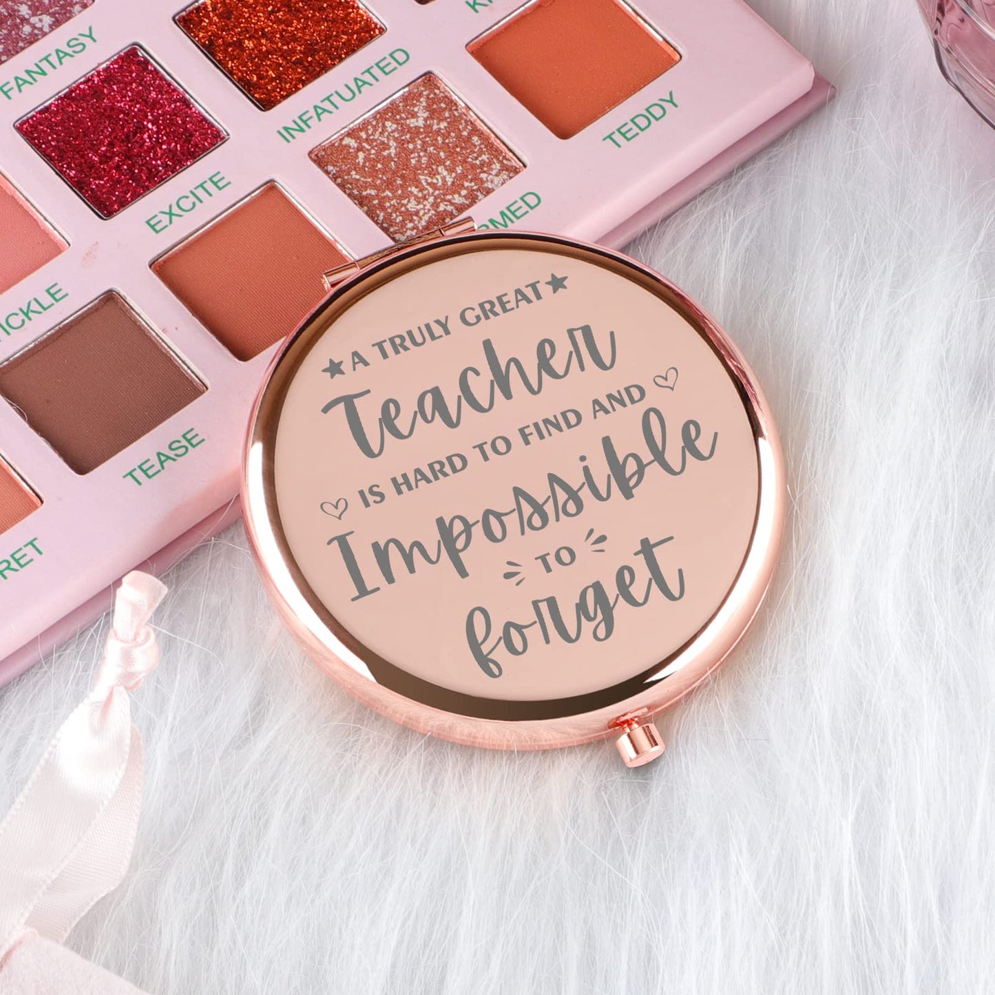 Teacher Gifts for Women Rose Gold Travel Cosmetic Compact Mirror Inspirational Gifts for Teacher Teacher Assistant for Teachers Day Birthday Christmas