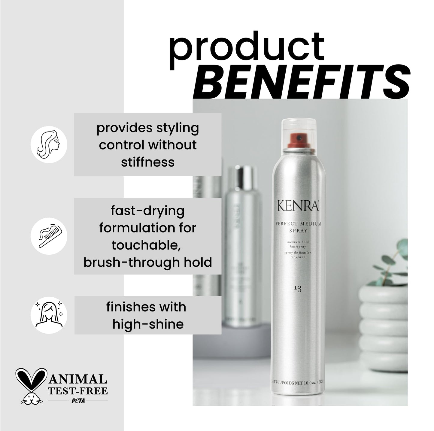 Kenra Professional Perfect Medium Spray 13 50% | Provides Styling Control Without Stiffness | Medium Hold | Fast-Drying Formulation | High Shine