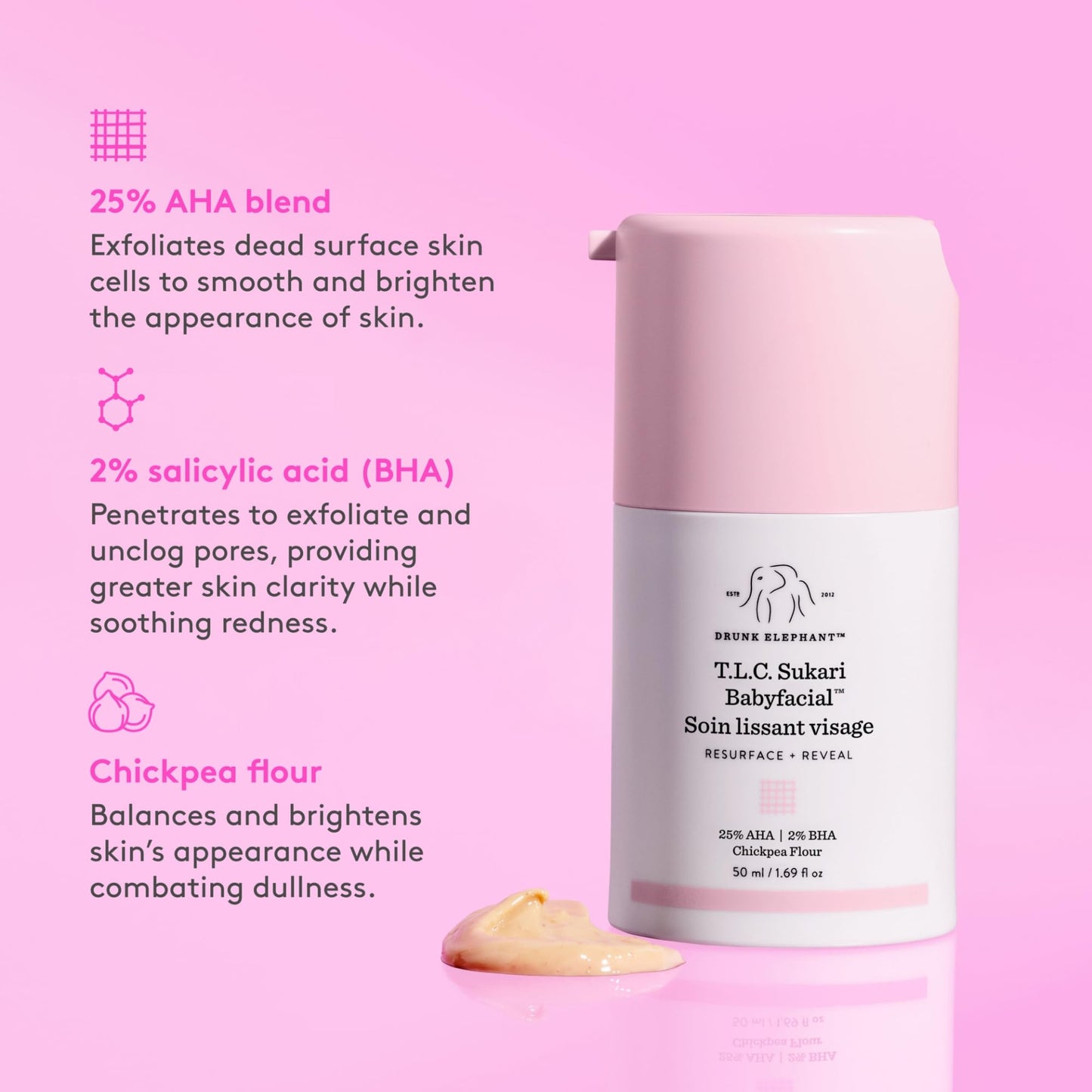 Drunk Elephant T.L.C. Sukari Babyfacial - 50 ml/1.69 fl oz - Exfoliating Face Mask - Clean Clinical Skincare - Cruelty-Free - Dermatologist-Tested