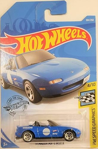 '91 Mazda MX-5 Miata Blue DIECAST HOTWHEEL HW Speed Graphics New for 2019 #184/250
