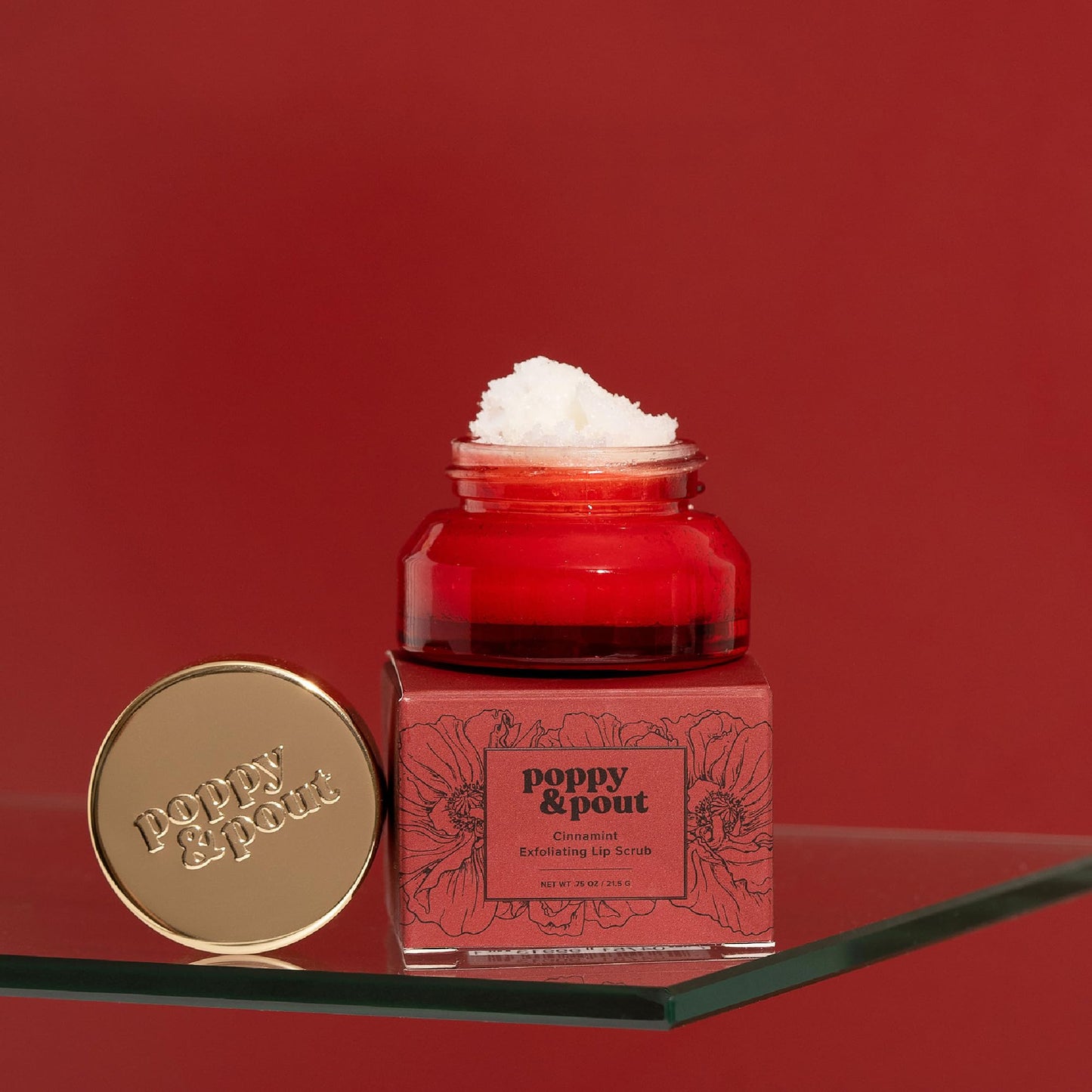 Poppy & Pout Lip Care Set | Lip Balm & Scrub | Sustainable Cardboard Tubes & Glass Jars, All Natural, Beeswax, Coconut Oil, Cruelty Free, Exfoliating