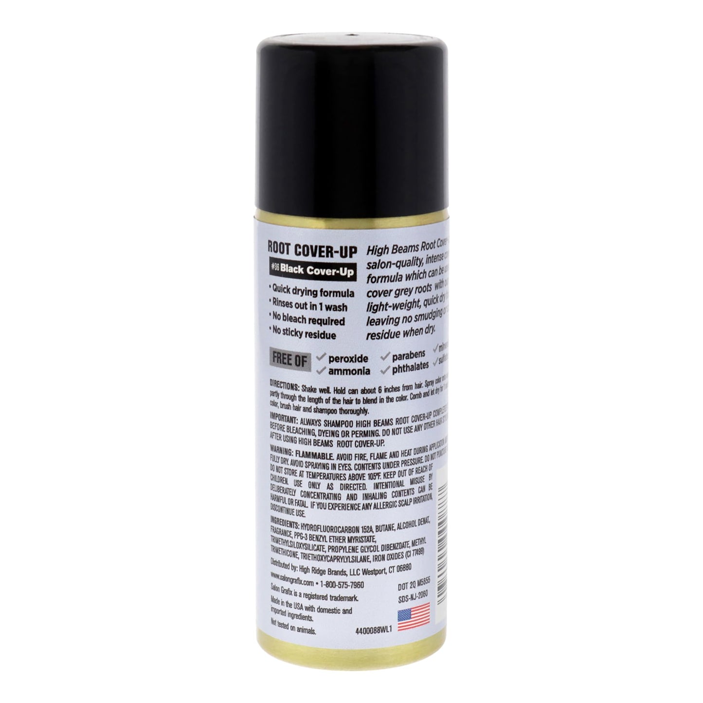 Salon Grafix High Beams Root Cover-Up Temporary Spray - Salon-Quality Spray Hair Dye - Washable Black Hair Dye - Temporary Hair Color - Black - 2.7 oz