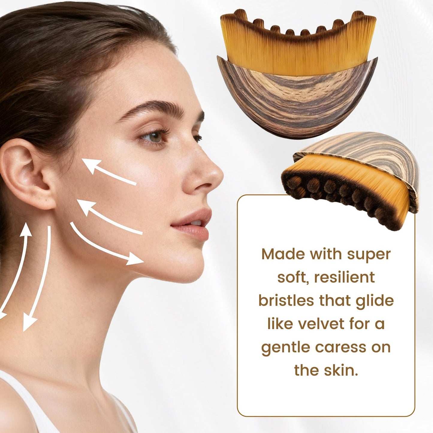 Lymphatic Drainage Massager Face Brush, Lymphatic Contour Face Brush to Sculpt Jawline & Reduce Puffiness Double Chin Reducer, Improves Skin Glow