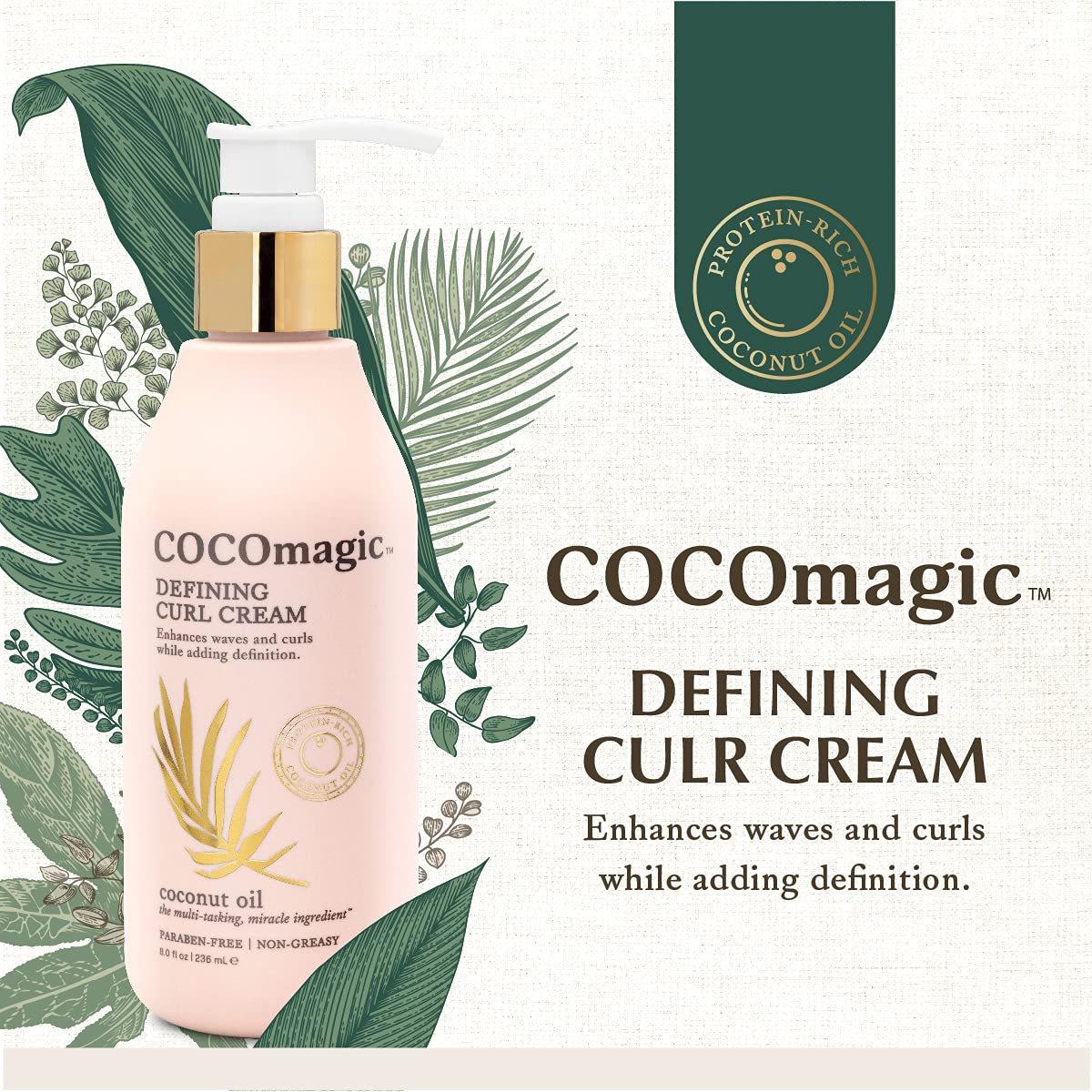 Cocomagic Defining Curl Cream | Extra Frizz Control | Protects Against Split Ends and Breakage | Paraben Free (8 oz)