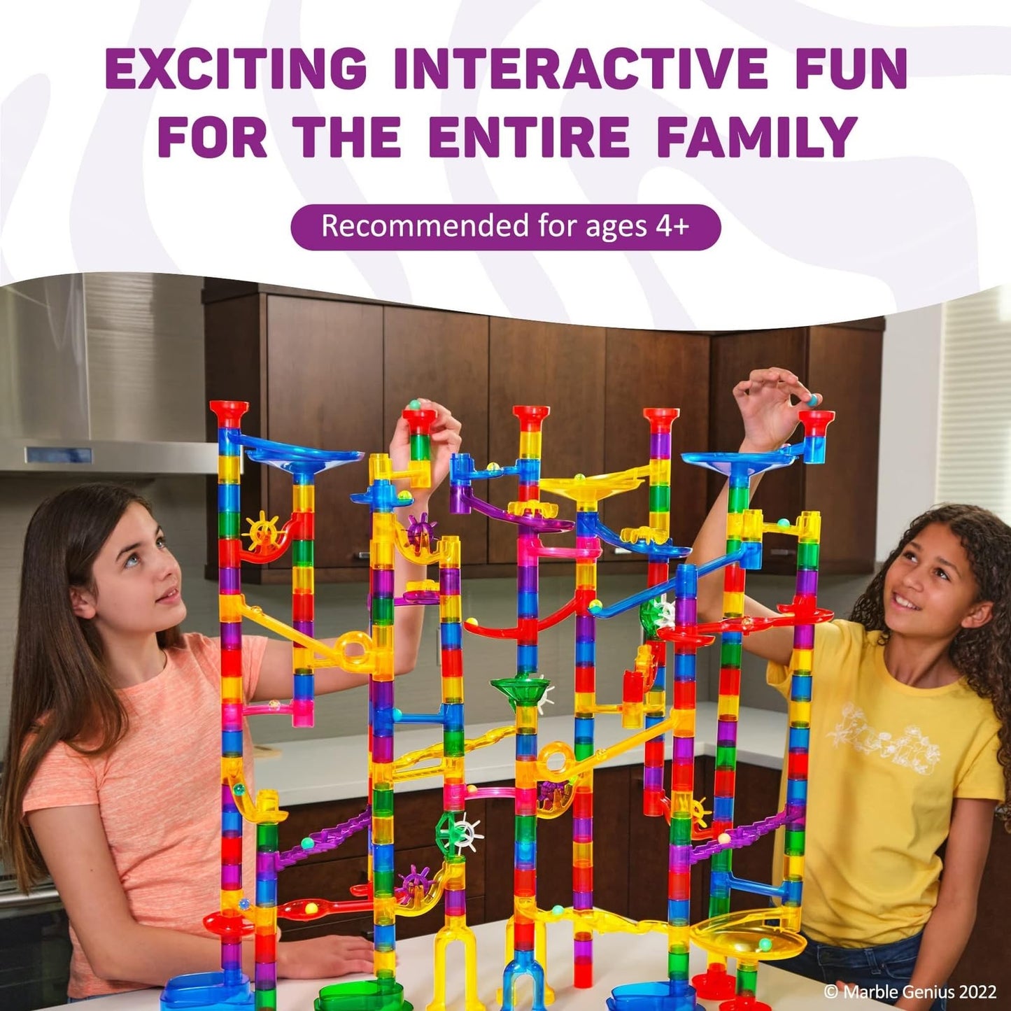 Marble Genius 200pcs Glow Marble Run Super Set – STEM Track Race Building Blocks with Glow-in-the-Dark Marbles & Guide for Kids 4+