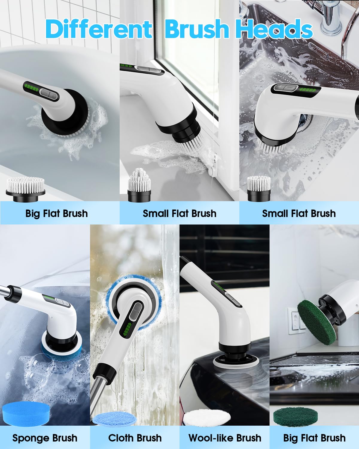Highyes Electric Spin Scrubber for Cleaning Bathroom: Cordless Power Shower Scrubber - Electric Cleaning Brush for Tile Tub