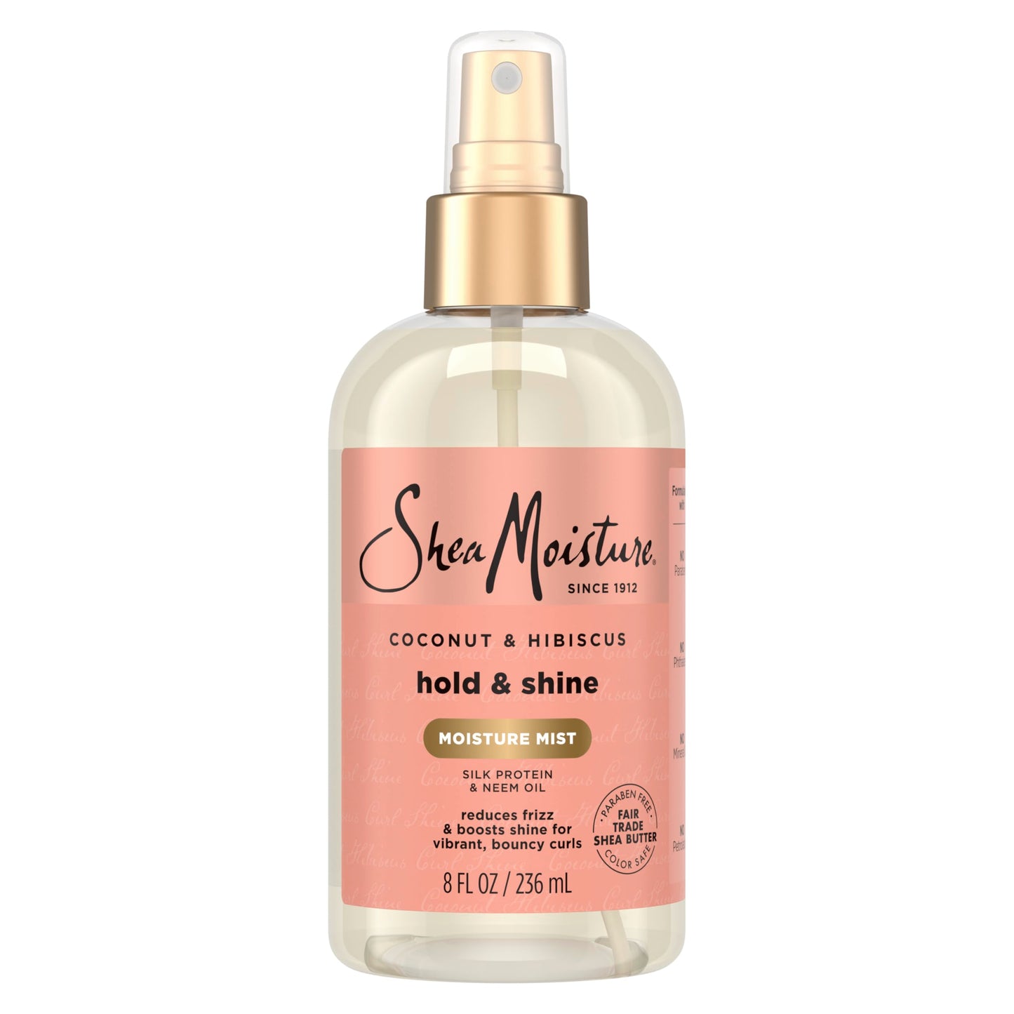 SheaMoisture Hold and Shine Moisture Mist Coconut and Hibiscus for Thick, Curly Hair for Frizz Control 8 oz