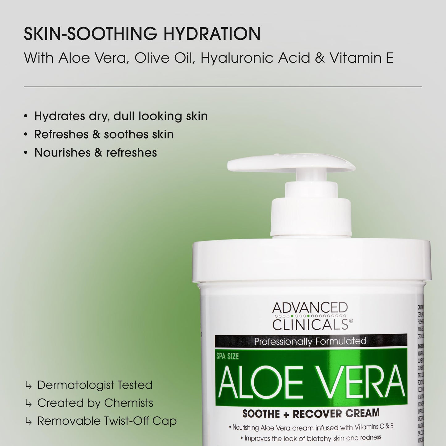 Advanced Clinicals Aloe Vera Lotion Skin Care Relief | Vitamin E Infused Hyaluronic Acid Moisturizer & Vitamin C Body Lotion For Women & Men Helps