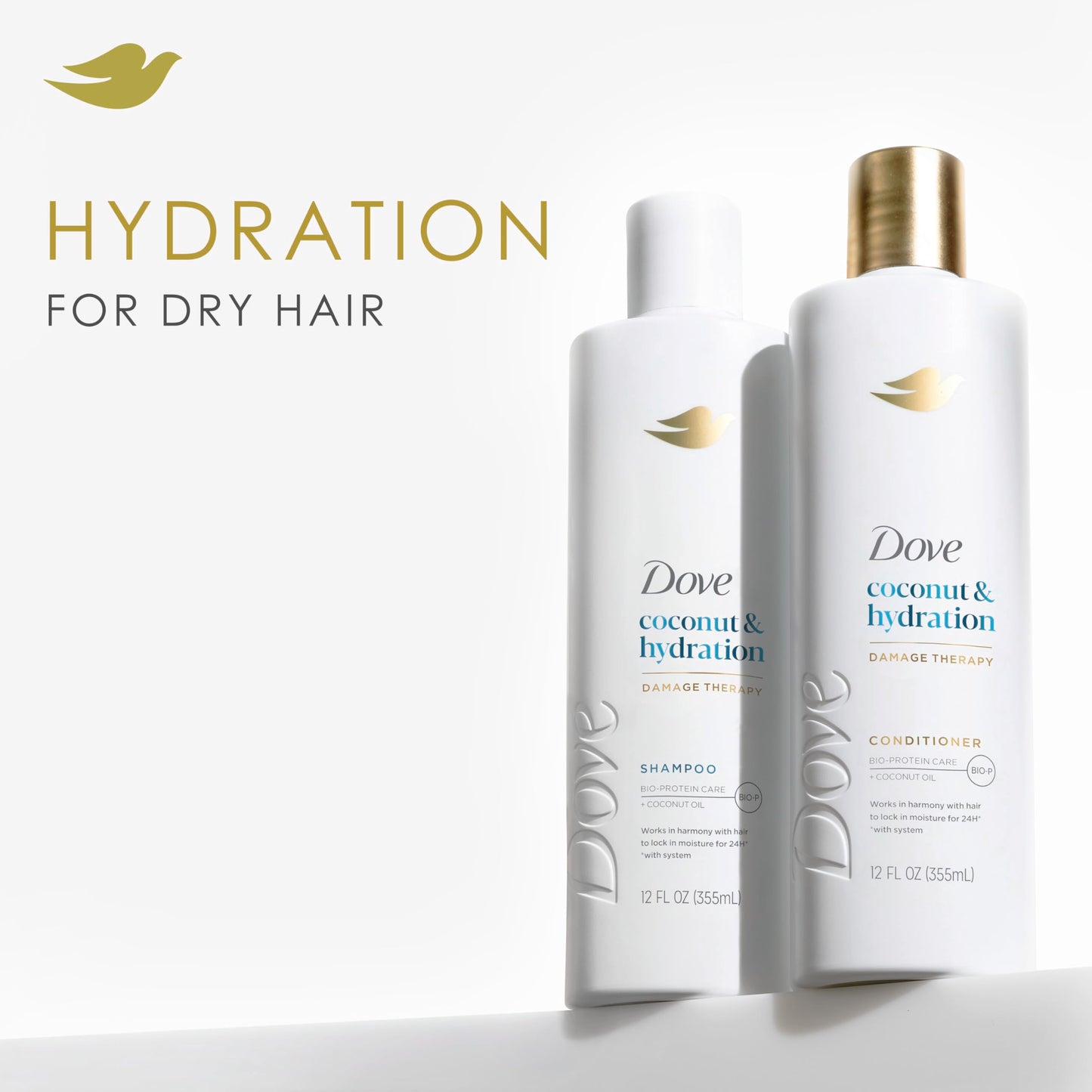 Dove Shampoo Coconut & Hydration for Dry Hair with Bio-Protein Care Technology and Coconut Oil 12 Fl Oz