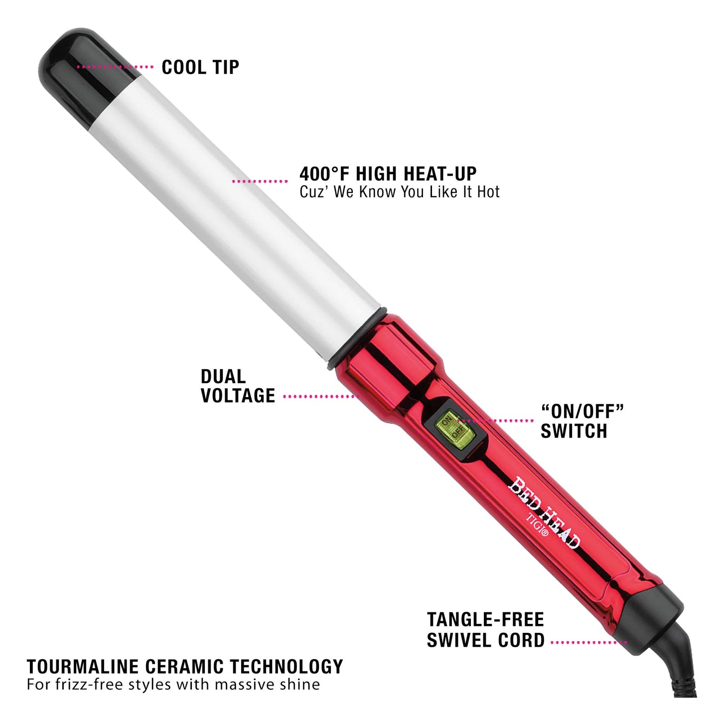 Bed Head Curlipops Clamp-Free Curling Iron | For Tousled Curls, Massive Shine, and Frizz Free Styles | Easy-to-Use Curling Wand for All Hair Types
