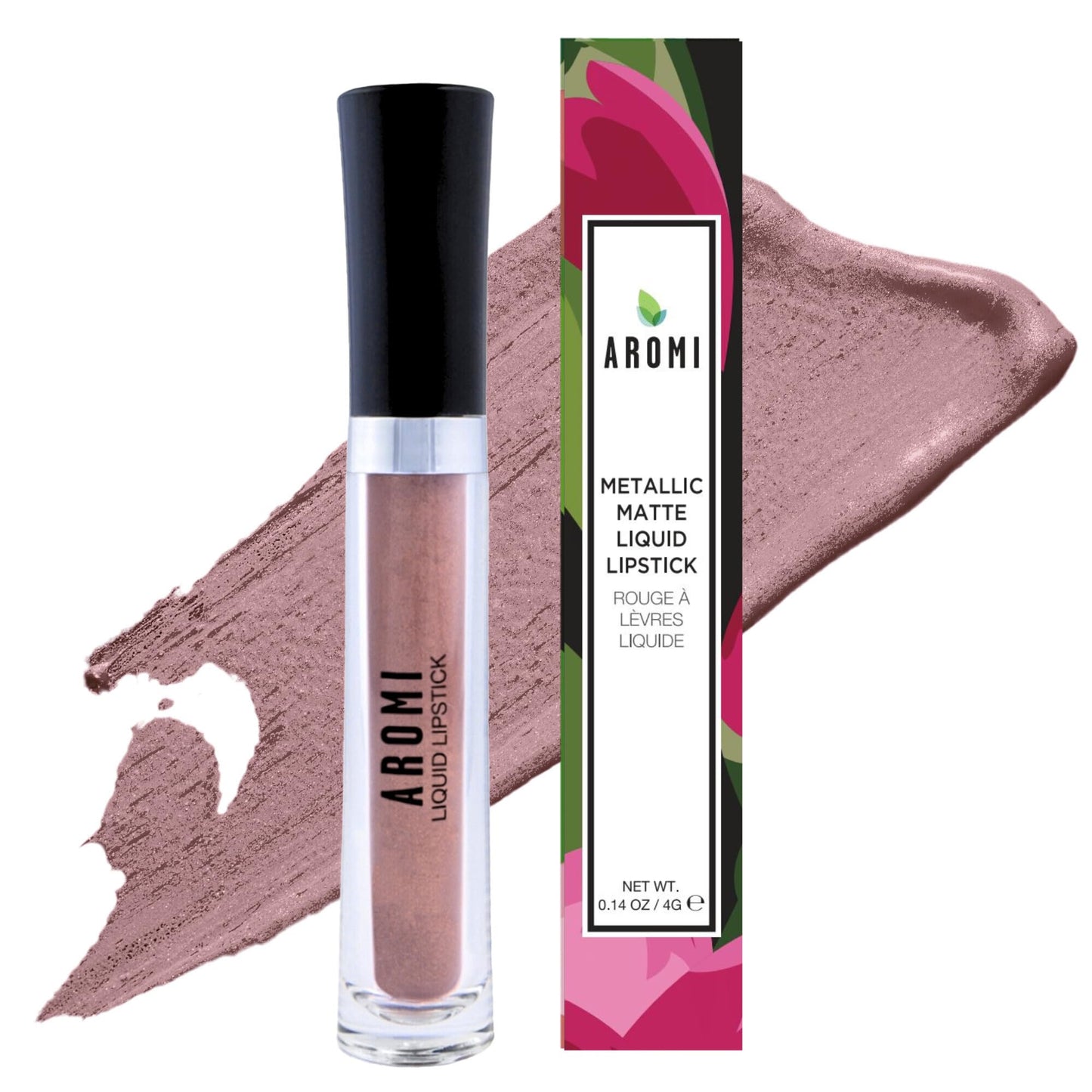 Aromi Metallic Liquid Lipstick | Light Brown Nude Lip Color for Women, Shimmery Finish (Brown Sugar)