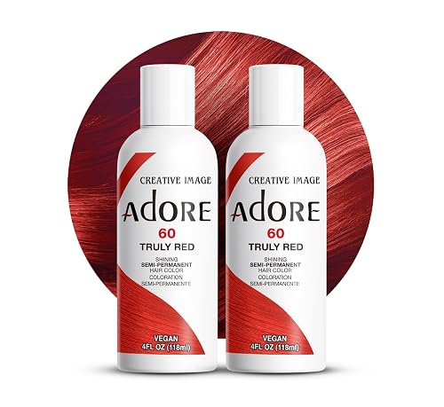 Adore Semi Permanent Hair Color (060 Truly Red) (2 Pack) | Vegan & Cruelty-Free Red Hair Dye | No Ammonia, No Peroxide, No Alcohol | 4 Fl Oz