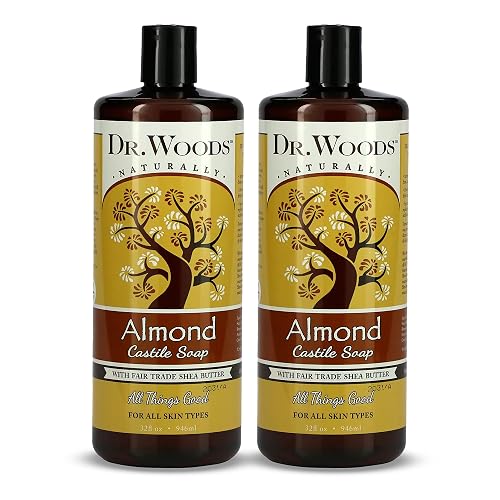 Dr. Woods Almond Liquid Castile Soap - Castile Soap with Pure Almond Oil, Body Wash for Men and Women, Organic Shea Butter, Natural Cleaner for Face